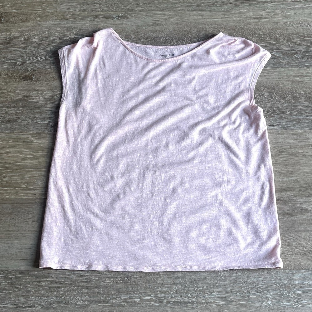 Garnet Hill XS Slub Knit Tank Pink Cotton Tencel Knit Tee Shirt